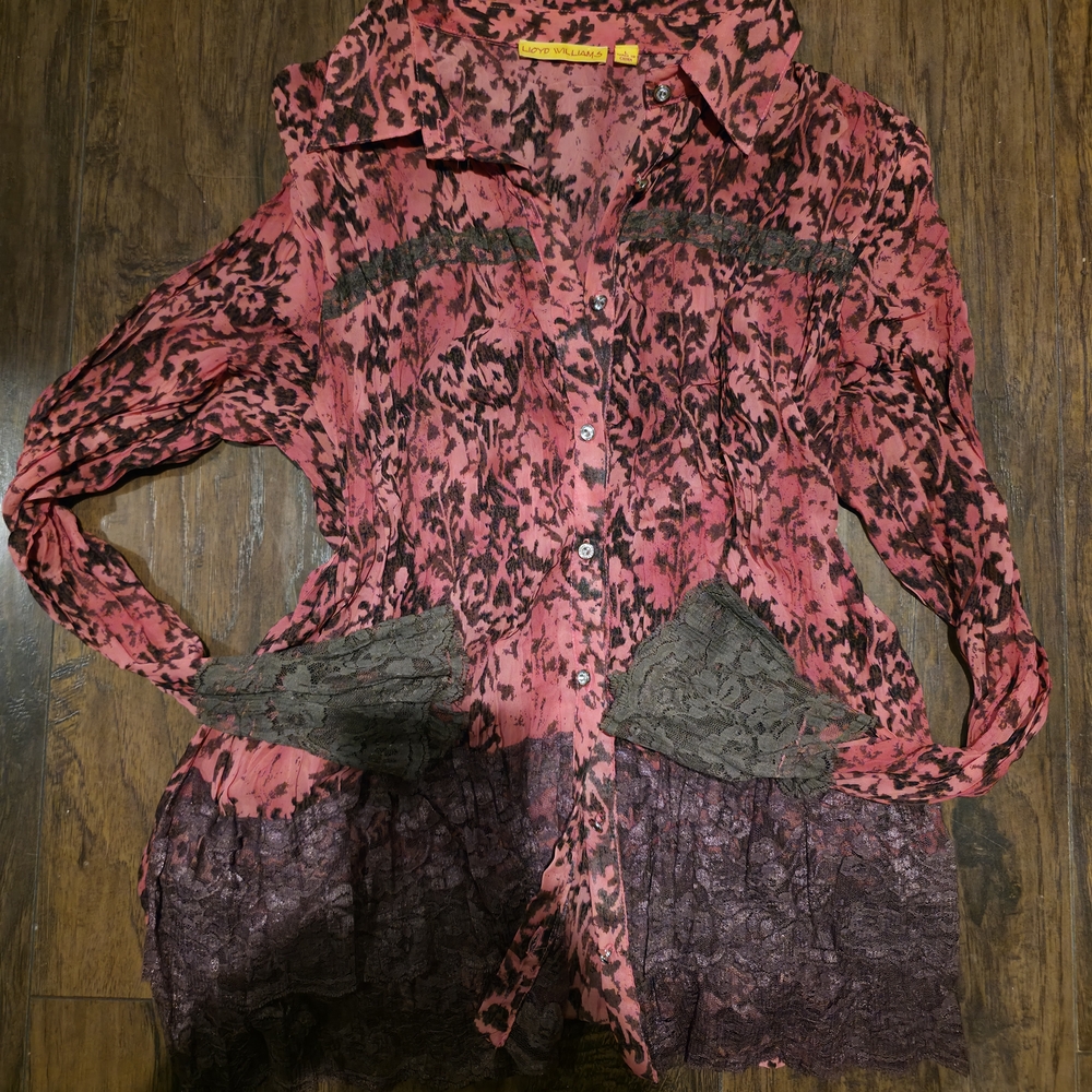 Lloyd Williams Lace Button-Up Blouse
